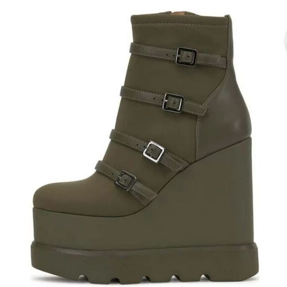 BRAND NEW JESSICA SIMPSON CHAELA HEEL BOOTS BUCKLE VAMP STRAPS WEDGE BOOT - Picture 11 of 16